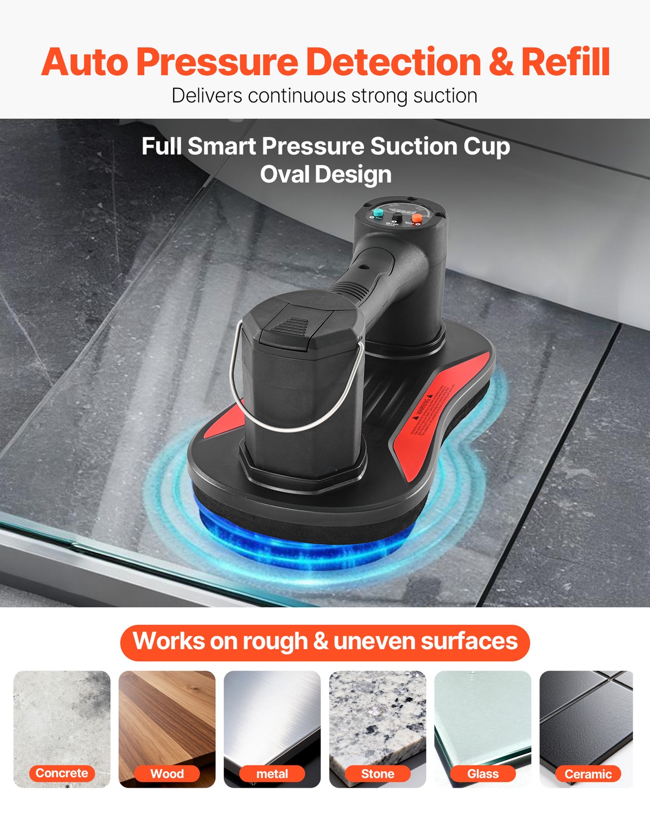 VEVOR Electric Vacuum Suction Gripster 375 lbs Glass Lifter with Digital Display view 2